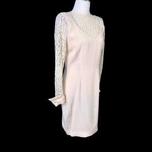 BB Collections Dress Vintage 1980s Blush Bridal Lace Size 12 Made in USA